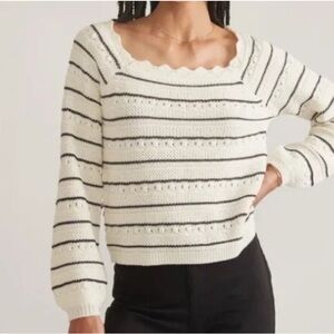 Marine Layer Cream and Black Striped Sweater